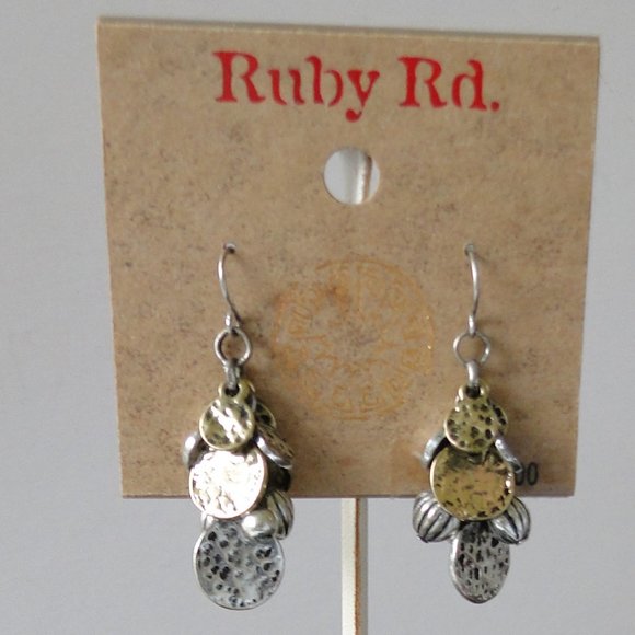 Ruby Rd Dangle Gold Silver Earrings - Picture 1 of 3